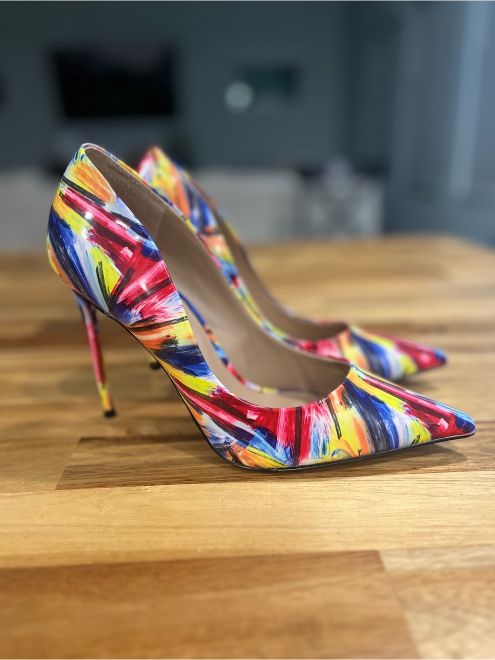 Steve Madden Multicolor Brushstroke Pointed Toe Stiletto Pumps Size 10M